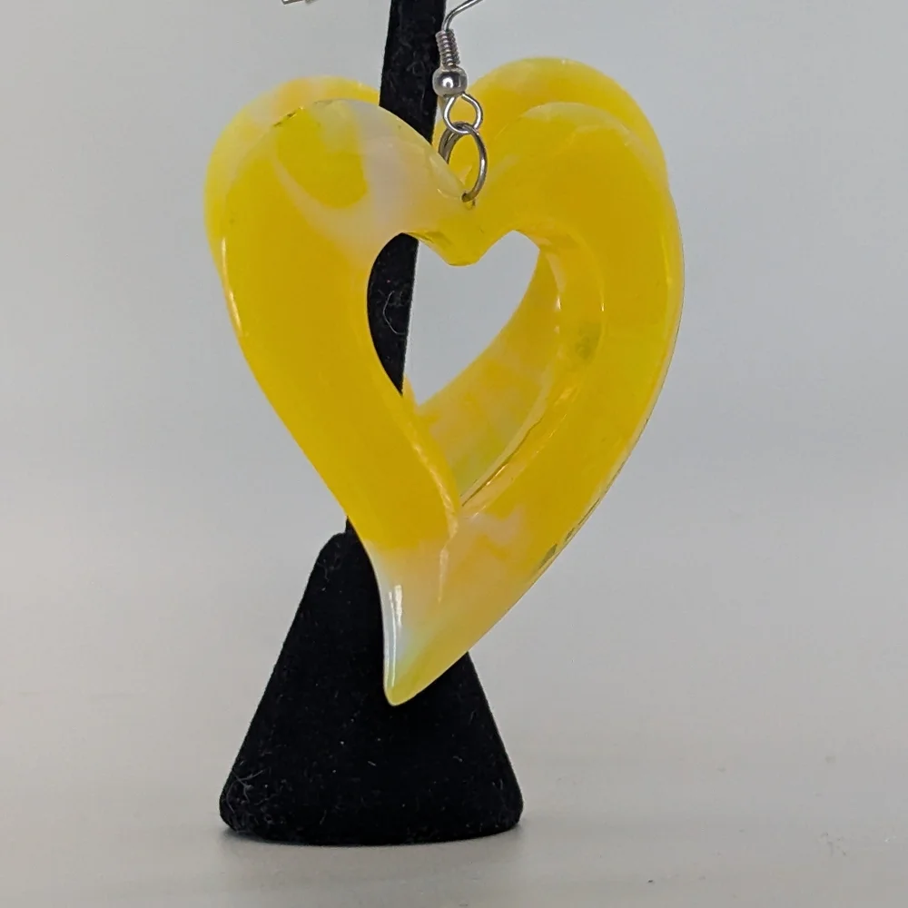 Vintage Large Dangle Heart Earrings